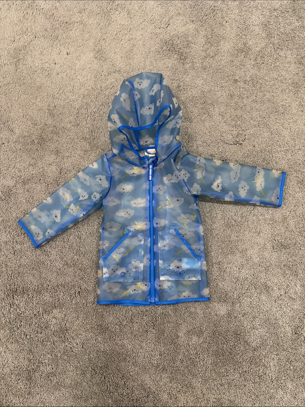 Cat & Jack Blue Cloud Print Hooded Raincoat